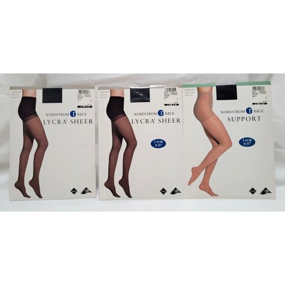 VTG Lot of 3 Nordstrom Rack Support Sheer Control Top Pantyhose Navy Size C NOS - Picture 1 of 9